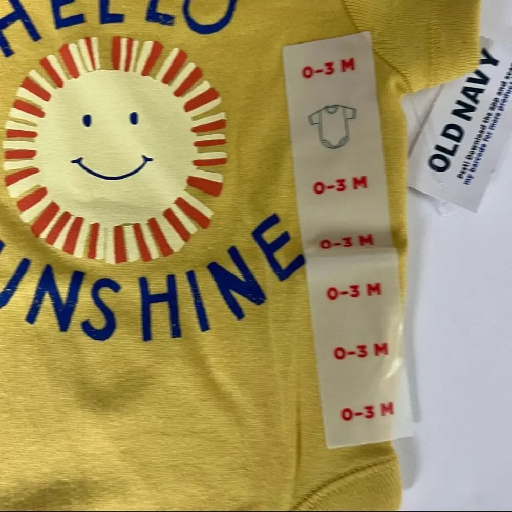 Old Navy Baby Onesie Graphic Hello Sunshine Sz 0-3M